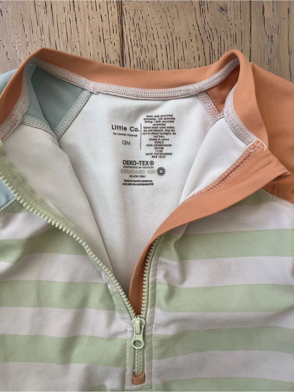 Little Co Infant Baby Boy Swim Long Sleeve Stripe Retro Rashguard 12 month UPF50